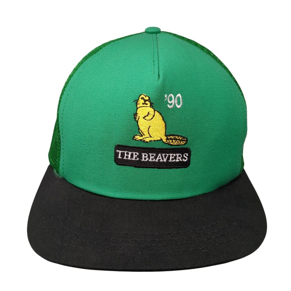 '90 The Beavers Slideback Trucker Hat Green OS Adjustable Cali-Fame Vintage